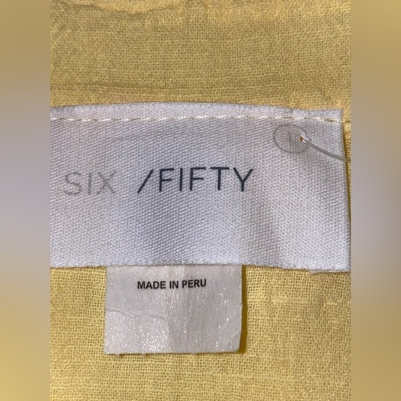 Six Fifty Women Cropped Shirt Gauzy Peasant L Tie Front Button Up NEW Tie Hem - Picture 7 of 7